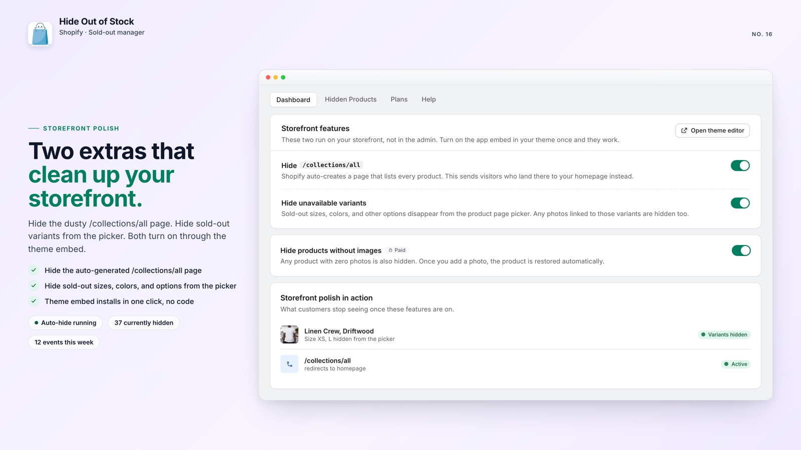 Hiding the Shopify /collections/all page with Hide Out of Stock